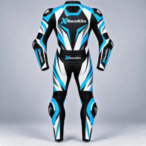 XRaceKits Black Blue White Motorcycle Racing Leather Suit