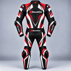 XRaceKits Black Red White Motorcycle Racing Leather Suit