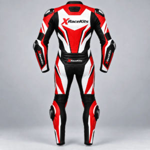 XRaceKits Red White Black Motorcycle Racing Leather Suit