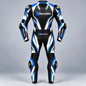 XRaceKits Black Blue White Motorcycle Racing Leather Suit