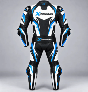 XRaceKits Black Blue White Motorcycle Racing Leather Suit