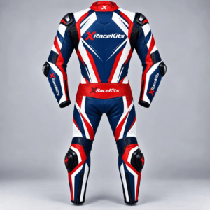 XRaceKits Red White Navy Motorcycle Racing Leather Suit