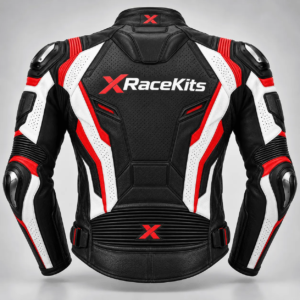 XRaceKits Black Red & White Motorcycle Racing Leather Jacket