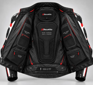 XRaceKits Black Red & White Motorcycle Racing Leather Jacket