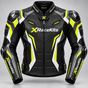 XRaceKits Black & Neon Yellow Motorcycle Racing Leather Jacket