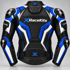 XRaceKits Black & Blue Racing Leather Motorcycle Jacket