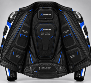 XRaceKits Black & Blue Racing Leather Motorcycle Jacket