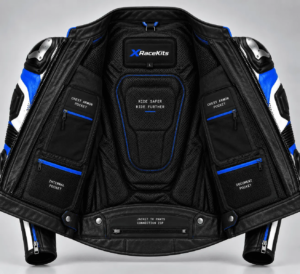 XRaceKits Black & Blue Racing Leather Motorcycle Jacket