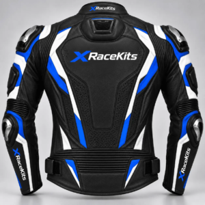 XRaceKits Black & Blue Racing Leather Motorcycle Jacket