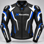 XRaceKits Black & Blue Racing Leather Motorcycle Jacket