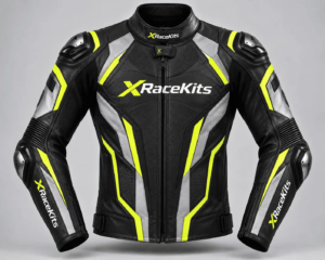 XRaceKits Black Yellow Silver Motorcycle Racing Leather Jacket