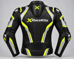 XRaceKits Black Yellow Silver Motorcycle Racing Leather Jacket