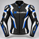 XRaceKits Black Blue White Motorcycle Racing Leather Jacket