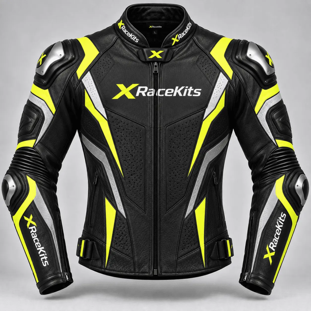 XRaceKits Black Red White Motorcycle Racing Leather Jacket