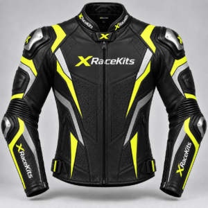 XRaceKits Black Red White Motorcycle Racing Leather Jacket