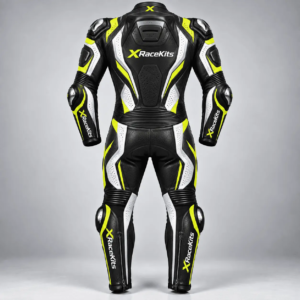 XRaceKits Black Neon Yellow White Motorcycle Racing Leather Suit