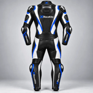 XRaceKits Black Blue White Motorcycle Racing Leather Suit