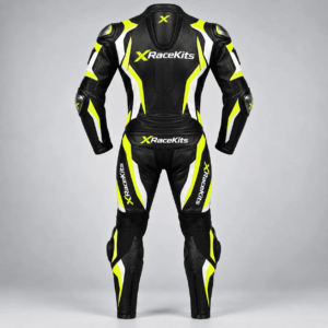 XRaceKits Black Neon Yellow White Motorcycle Racing Leather Suit