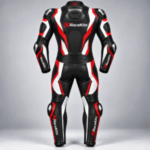 XRaceKits Black Red White Motorcycle Racing Leather Suit