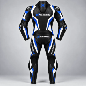 XRaceKits Black Blue White Motorcycle Racing Leather Suit