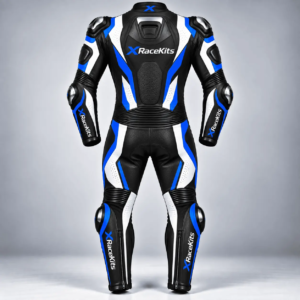 XRaceKits Black Blue White Motorcycle Racing Leather Suit