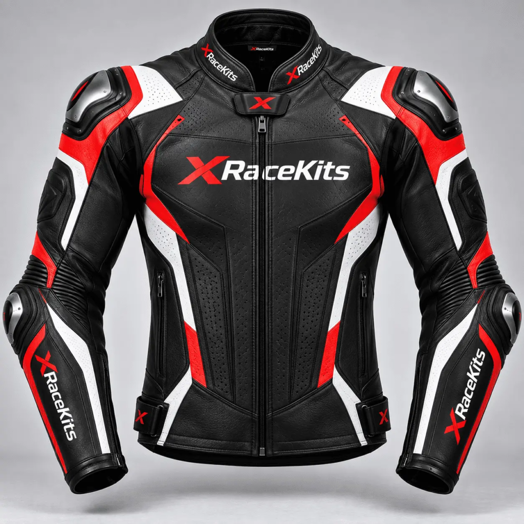 XRaceKits Black Yellow Motorcycle Racing Leather Jacket