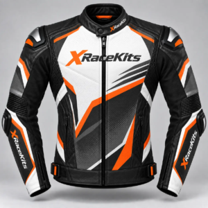XRaceKits Orange Strike Motorcycle Racing Jacket