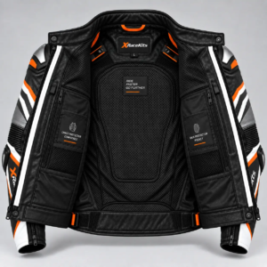 XRaceKits Orange Strike Motorcycle Racing Jacket
