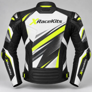 XRaceKits Neon Strike White Motorcycle Racing Jacket