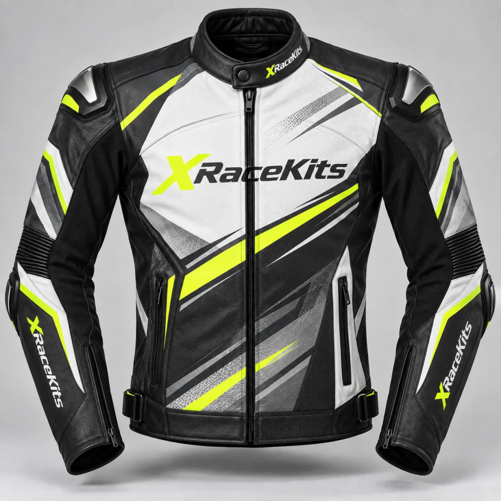 XRaceKits Neon Strike White Motorcycle Racing Jacket