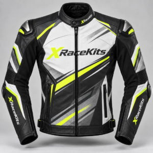 XRaceKits Neon Strike White Motorcycle Racing Jacket