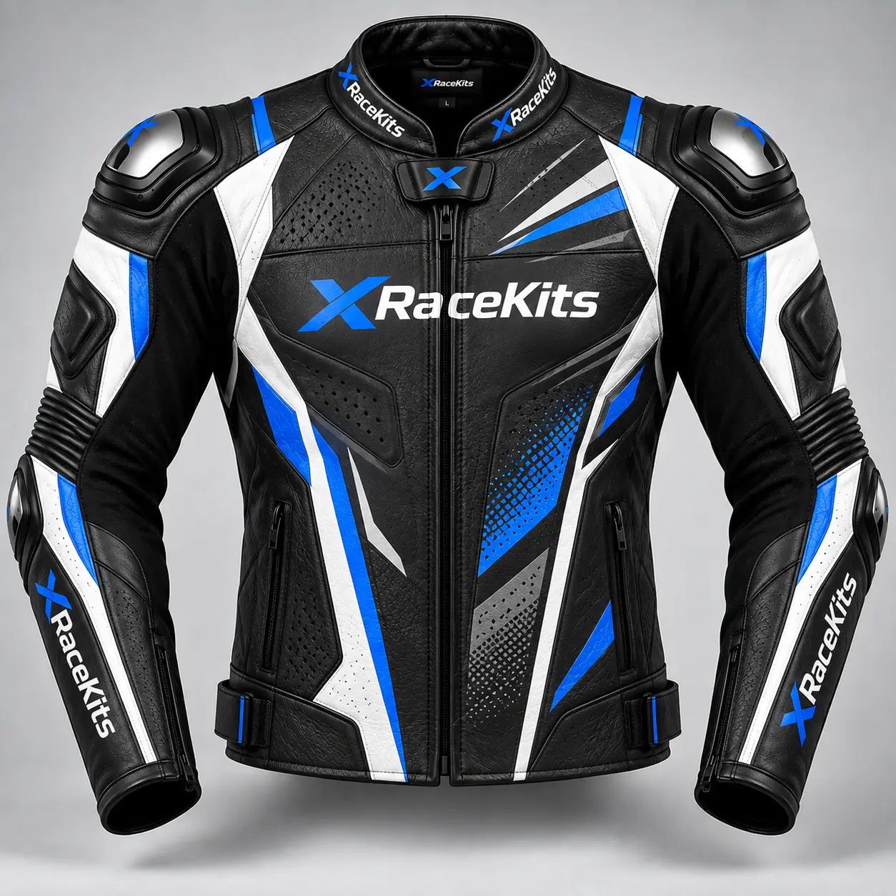 XRaceKits Blue Strike Motorcycle Racing Jacket