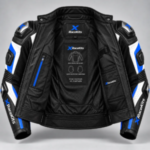 XRaceKits Blue Strike Motorcycle Racing Jacket